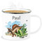 Emaille Becher Blechbecher - Dinosaurier Geschenk Dino Geschenke Dinos I - 300 ml - Weiß Silber - tiere tasse tier name tassen kinder tieren t rex häferl saurier personalisierte dinosaur