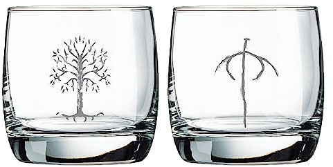 Katalyst El Señor de los Anillos Árbol de Gondor y Ojo Orco Vasos de Whisky de 10 oz Copas de Cóctel 2 Pack