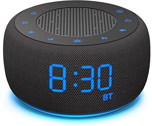 BUFFBEE Alarm Clock with Bluetooth Speaker & FM Radio for Bedside | Gradual Wake-Up Sounds, Fully Dimmable Display & Ambient Night Light, Plug-in Digital Clock for Bedroom