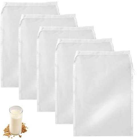 Ninnyi 5PCS Muslin Cheese Cloths for Straining, Reusable Nut Milk Bags for Cooking
