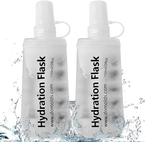 TXSN 150ML Soft Flask, Running Water Bottle Foldable TPU Hydration Flask for Running Hydration Pack Cycling Hiking Marathon, Clear Pack of 2
