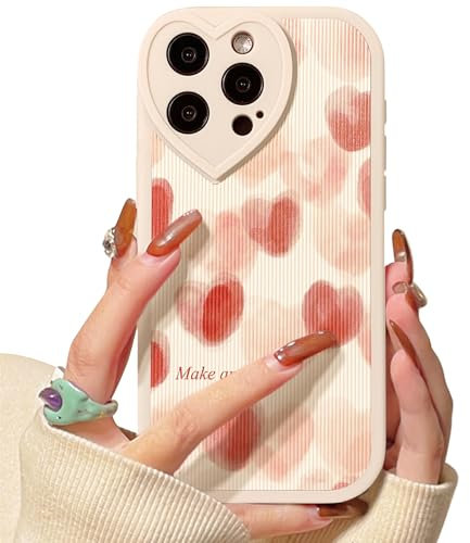 NITITOP Compatible for iPhone 15 Pro Max Case Cute Small Heart with Love Lens Bumper Protector for Girls Women Soft TPU Shockproof Protective Girly - Small Red Heart