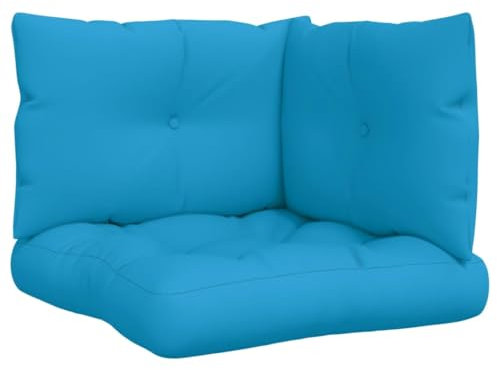 vidaXL Palettenkissen 3-TLG., Palettenpolster für Europaletten, Palettensofa Kissen Indoor Outdoor, Palettenauflage Sitzkissen Rückenkissen Seitenkissen, Blau Stoff