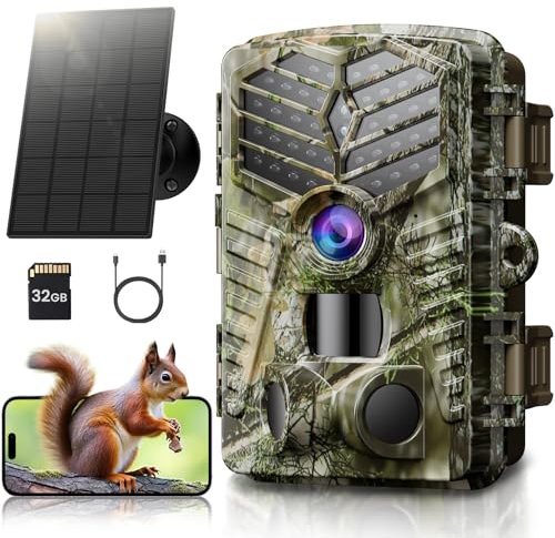 Solareye Wildlife Camera with Night Vision Motion Activated, 2.7K 48MP WiFi Trail Camera IP66 Waterproof 0.2s Trigger, 26pcs 940nm Infrared LEDs Garden Camera with 32GB SD Card for Monitoring (UK)