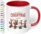 Geschenk zu Weihnachten: Tasse „Merry Christmas - Weihnachtsfiguren“ - personalisiert mit Namen - Adventszeit, Keramik, ca. 330ml, Rot