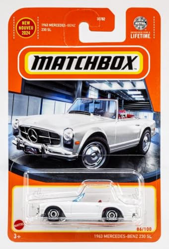 Matchbox 1963 Mercedes-Benz 230 SL 86/100 Maßstab 1:64 Druckguss-Auto, Weiß