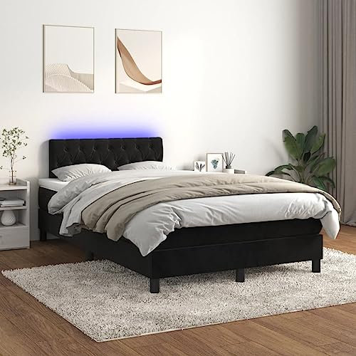 Festnight Boxspringbett 120x200 mit matratze und Led Bett 120x200 mit matratze und lattenrost Polsterbet 120x200 Bett mit LED Beleuchtung & kopfteil -Schwarz-120 x 200 cm Type-3