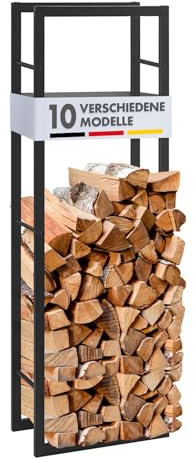 Floordirekt Kaminholzregal für Innen & Außen. Brennholzregal Metall für Holzlager -Kreta - 80 x25x40 cm