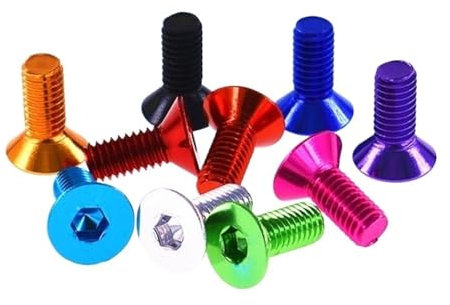 Generisch 10 Teile/los DIN7991 Aluminium Innensechskant M3 M4 M5 M6x6/8/10/12/14/16 Flache Innensechskant Senkkopfschrauben Schrauben Eloxiert Farbe(Red,M4x12)