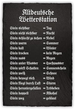 Wetterstein RVX002 - Station météo - 20 x 30 cm - Plaque en ardoise pour jardin, balcon, décoration amusante - Résistant aux intempéries - RVX002 (motif 02, plaque d'ardoise)