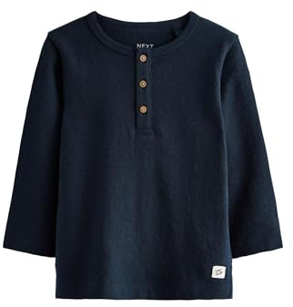 NEXT Jungen Standard Langarmshirt mit Henley-Ausschnitt Marineblau 104-110