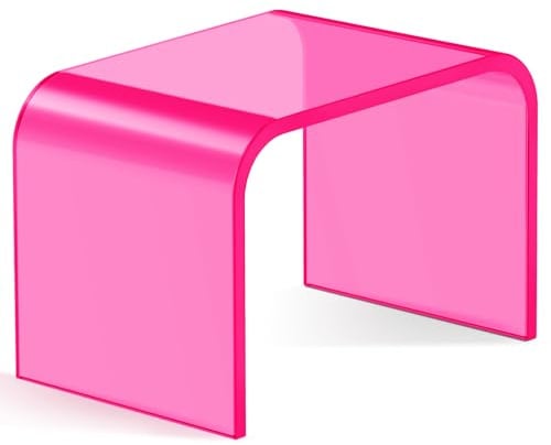 BOPKOWI Acryl-Tritthocker, Acryl-Hocker, transparenter Tritthocker mit Anti-Rutsch für Badezimmer, hält bis zu 113 kg (Rosarot, rutschfest, 2 Stück)