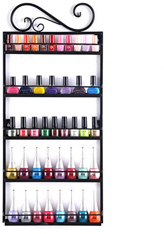 Meisax Nagellackregal Metall 5-Tier Nagellack Organizer für Tonie Ätherisches Öl Kleine Kosmetik Kinderspielzeug Kosmetik Aufbewahrung (Rechts hängend Schwarz)