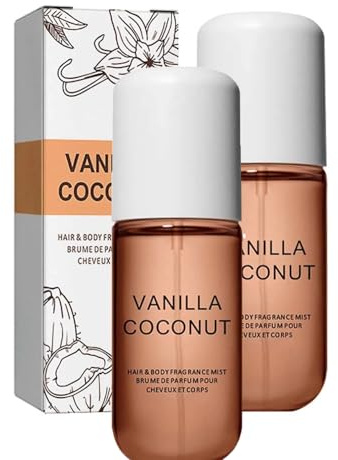 Vanille-Kokos Parfum Körper & Haar Spray 50ml – Langanhaltender Duft, pflegend & erfrischend für Damen, Reisegröße (A, 2 PCS)