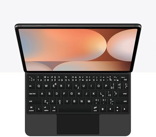 GUPENAA Tastaturhülle für Samsung Galaxy Tab S8 Ultra 14.6'' 2022, Magischer Schwimmender Cantilever-Ständer, 7 Farben Hintergrundbeleuchtung, Integriertes Trackpad,Schwarz,German