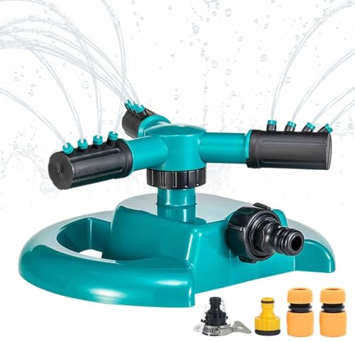 Ahuuen Aspersor de Jardín - Aspersores de Exterior para Superficies Amplias | de Riego con Rotación 360 Grados y Cobertura Extensa para Huertos, Parterres, Invernaderos, Parques y Áreas de Juego