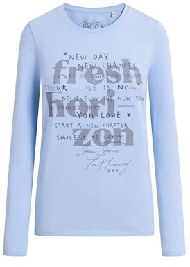 SOCCX Damen Langarmshirt Rundhals mit Wording Print