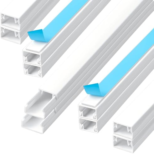 Giloty 10Stück Kabelkanal Weiß Selbstklebend, 4m Kabelkanal Wand für Kabelmanagement, Kabelkanäle zum Verstecken von Stromkabeln, Ethernet- und Audiokabeln, 10 x 0,4m, 15 x 10 mm