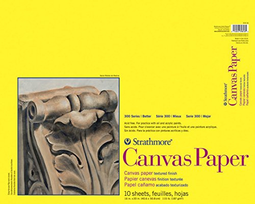 Strathmore 300 Series Canvas Paper Pad, Glue Bound, 16x20 inches, 10 Sheets (115lb/187g) - Artist Paper for Adults and Students - Acrylic and Oil Paints
