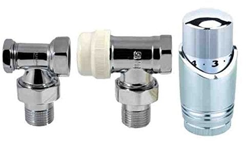 Abgewinkelt Chrom einstellbare Thermostatventile Pack 1/2 BSP 15mm Rücklaufverschraubung trv