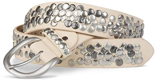 styleBREAKER Nietengürtel im Vintage Style, kürzbar 03010024, Farbe:Creme, Größe:100cm