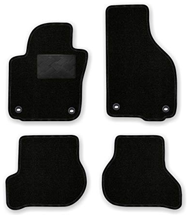Bär-AfC Auto Fußmatten Ideal passend für VW Golf 5 / 1K 2003-2008 BEF oval, Autoteppiche Nadelvlies Schwarz, Rand Kettelung Schwarz, Trittschutz Kunststoff, Set 4-teilig, VW04463