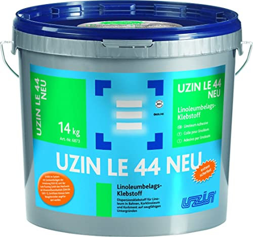 UZIN LE 44 Universal-Linokleber 14kg - Premium-Linoklebstoff - PVA - Paste - Klar - Hochviskos - Wasserfest - Linoleumkleber