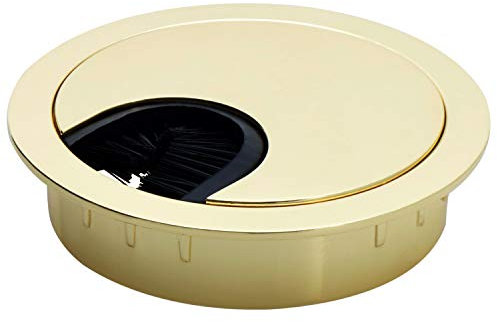 Desunia Polished Brass Metal Cable Grommet | 2 PieceinchesLock ininches Feature withinchesBrushinches Opening for Management of Office & Computer Desk Wires | 60mm (2 3/8Hole Opening | 1 Pack