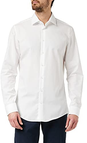 Seidensticker Herren Business Hemd Slim Fit Bügelfrei Kent Langarm Shirt, Weiß, 41 EU