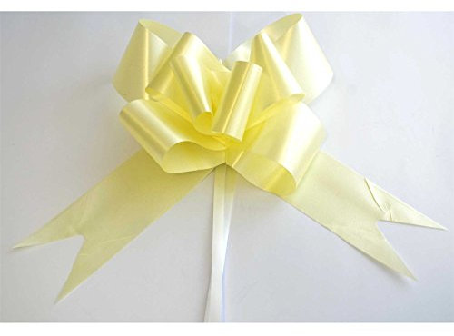 SHATCHI Large 30mm/3cm Ribbon Pull Bows for Party Wall, Gift Wraps, Christmas Trees, Wedding, Birthday Hampers Decoration Florist, Light Yellow, 10pcs