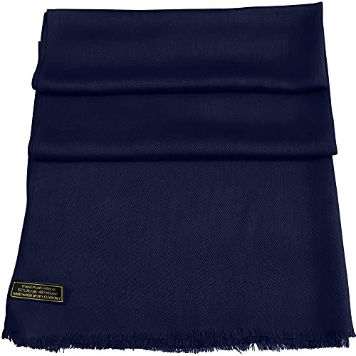 CJ Apparel Dunkelblauer Normallack Design Nepalesischer Fransenschal Zweite Wahl Schal Stola Wrap Pashmina NEU