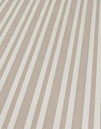 BRICOFLOR Gestreifte Tapete klassisch | Vlies Streifentapete in Beige Weiß für Esszimmer und Flur | Vliestapete mit Streifen ideal für Diele