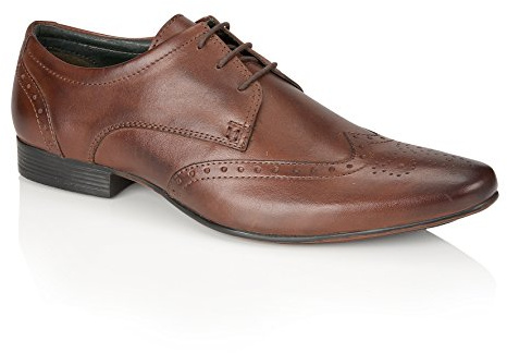 Silver Street London Men's Fleet Formal Leather Brogue Shoes, Brown, 11
