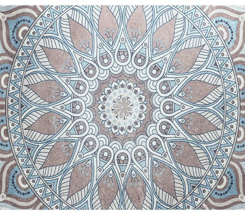 decomonkey Fototapete Mandala Orient 300x210 cm XLTapete Fototapeten Vlies Tapeten Vliestapete Wandtapete moderne Wandbild Wand Schlafzimmer Wohnzimmer Zen Ornament Holz braun blau