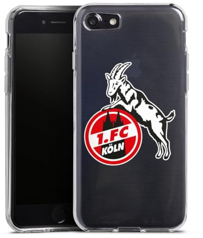 Silikon Hülle kompatibel mit Apple iPhone 8 Case transparent Handyhülle 1. FC Köln transparent Logo