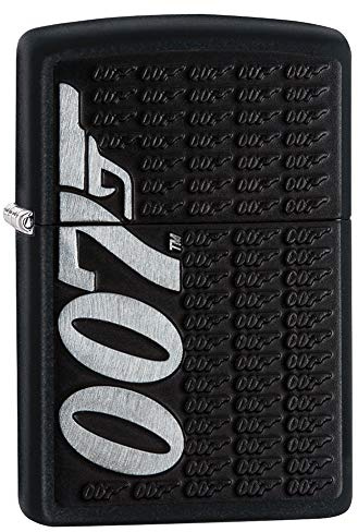 Zippo, James Bond-Feuerzeug, offizielles Lizenzprodukt, windsicher, langlebig M Schwarz, matt