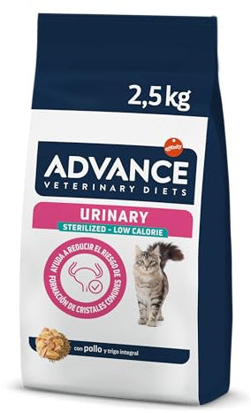 Advance Veterinary Diets Urinary Low Calorie, Pienso para Gatos para el Control del peso y protección de las vías urinarias, 2,5kg