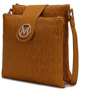 MKF Collection Crossbody-Taschen für Frauen, charakteristische Crossover-Tasche, verstellbarer Riemen, Messenger-Umhängetasche, Geldbörse, Marietta Senf