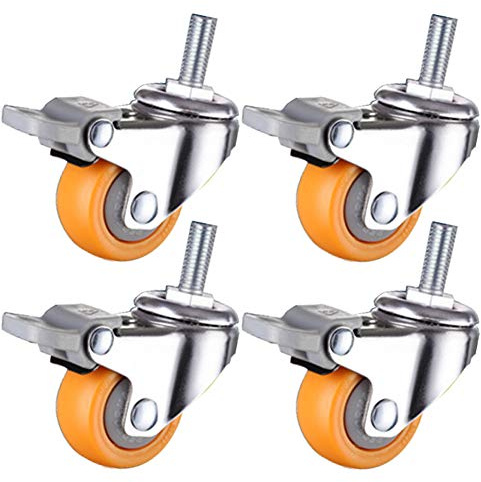 Lenkrollen für Möbel klein 25 mm 1 Zoll Gewinde M6 rollen mit Bremse 100kg für Kinderbett Universalrad zum Wagen Bürostuhl Regal Schublade 4 Stück