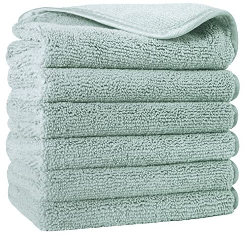 Polyte - Premium-Waschlappen aus Mikrofaser - fusselfrei - Hellgrün - 33 x 33 cm - 6 Stück