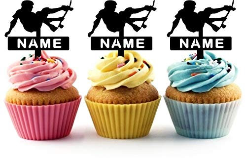 Innovedesire Personalisiert Sie Ihren Namen Jump Skateboard Stunt Kuchenaufsätze Hochzeit Geburtsta Acryl Dekor Cupcake Kuchen Topper Stand für Kuchen Party Dekoration 10 Stück