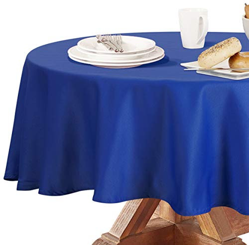 Obstal Runde Tischdecke, 210 g/m², wasserabweisende Mikrofaser-Tischdecke, dekorativer Stoff, runde Tischdecke für den Innen- und Außenbereich (Königsblau, 228 cm Durchmesser)