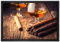 Pixxprint Whisky und Zigarre Leinwandbild 60x40 cm im Bilderahmen, Wandbild, Schattenfugenrahmen, Kein Poster