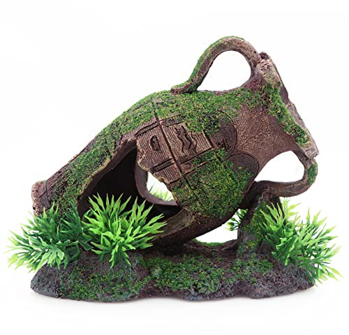 AQUA KT Aquarium Ruinen Antike griechische Schiefe Vase Felsen Broken Barrel Fish Hiding Cave for Cichlid Betta Marine Süßwasser Aquarium Dekoration