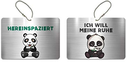 KaiserstuhlCard Magnete Türschild Ich Will Meine Ruhe Hereinspaziert Schild WC Kinderzimmer Deko Anhänger Wendeschild 14,8 cm x 10,5 cm Panda Pandabär Symbole