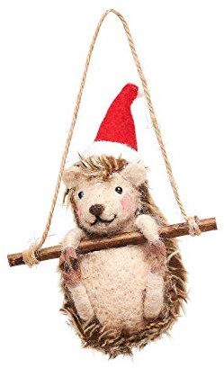 Sass and Belle Festive Felt and Wool Animals Various Designs including Mice, Unicorn, Dogs, Polar Bear and Badgers (Hedgehog On Swing)