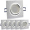 6x LED Einbaustrahler Set eckig - silber gebürstet 5 Watt warmweiß dimmbar 230V flach (30mm Tiefe) - Leuchte schwenkbar 68mm - Spot Decken-Strahler