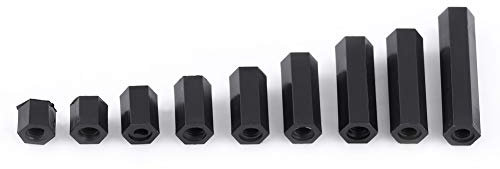 Oumefar 100 STK Schwarz Abstandshalter PA66 Nylon Abstandshalter Nylon Zubehör M3 Innen x M3 Abstandshalter mit Sechskantgewinde(M3*18)