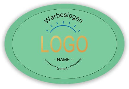 Benutzerdefinierte personalisierte Aufkleber Klebeetiketten Etiketten 100 Stück Angepasst von jedem Text & Bild oder Firmenlogo Eigenes Design gedruckt in mehreren Formen (Oval)