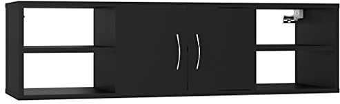 vidaXL Étagère Murale, Armoire Suspendue avec Rangement, Étagère d'Affichage, Meuble de Salle de Séjour, Moderne, Noir Bois d'Ingénierie